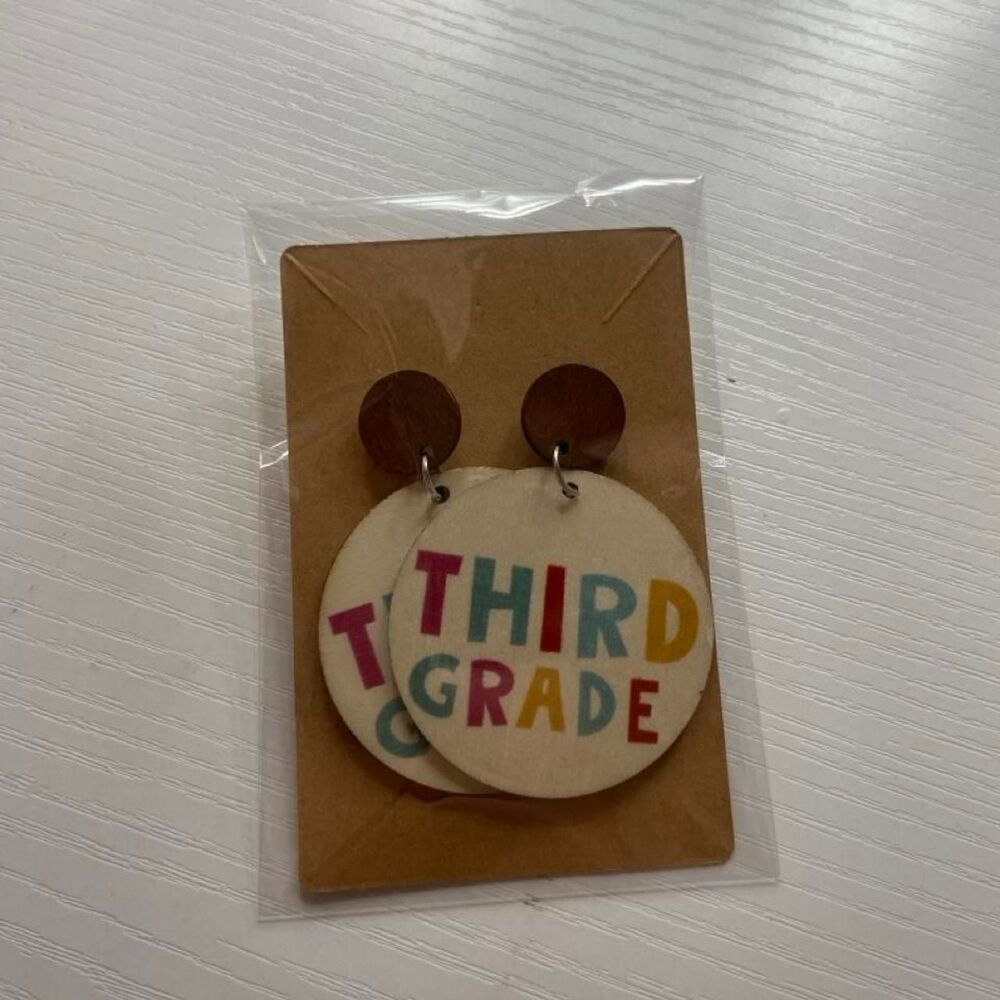 Wooden Third Grade Earrings